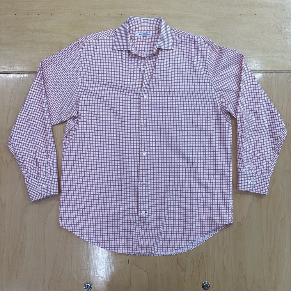 Banana Republic Men’s Collared Button Up Dress Shirt - White/Red - Size: Large